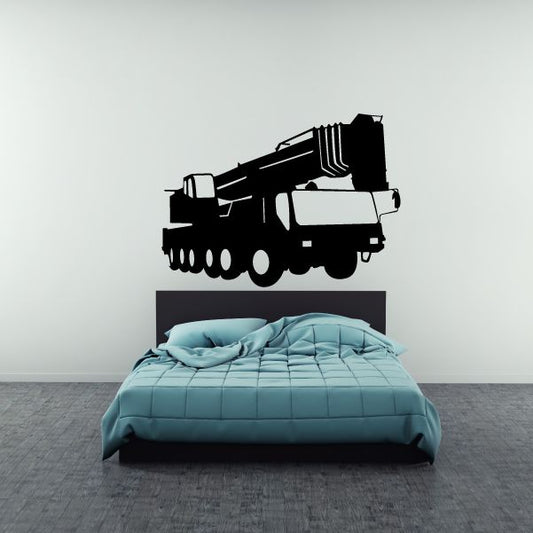 Black mobile crane wall decal