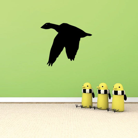 Duck down flap decal featuring a black duck silhouette