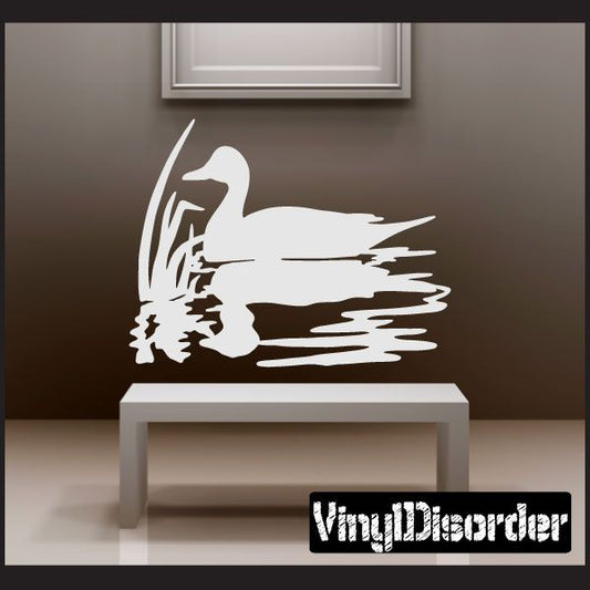 Vinyl wall decal featuring a white duck pintail silhouette with wings extended