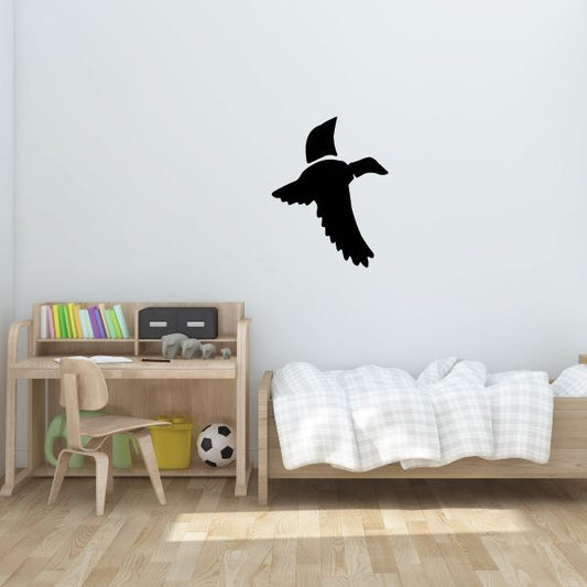 Duck vinyl wall decal: black duck silhouette flying