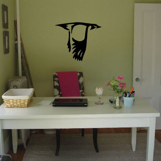 Duck wall decal vinyl, black stylized duck head and beak silhouette