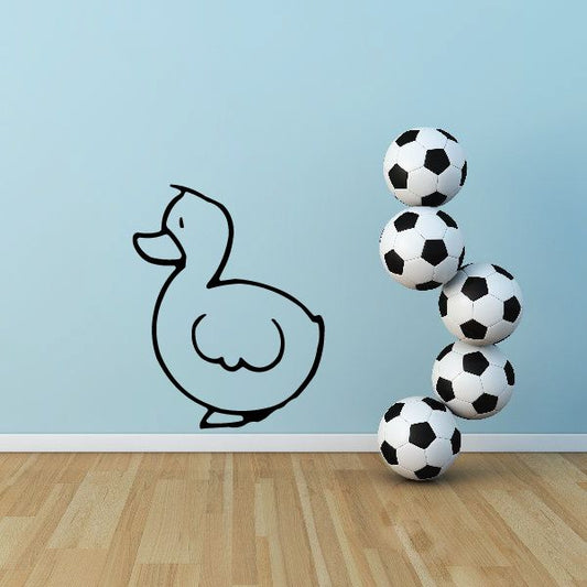 Duck wall decal vinyl sticker with outlined duck and soccer ball cluster