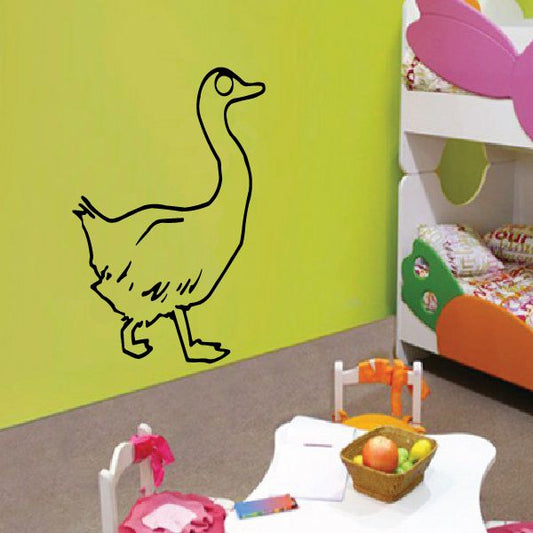 Duck wall vinyl decal with black line outline on wall
