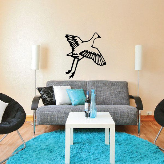 Duck wall decal, black vinyl silhouette with wings spread