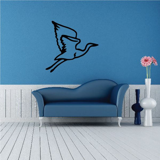 Duck vinyl wall decal with black flying bird silhouette