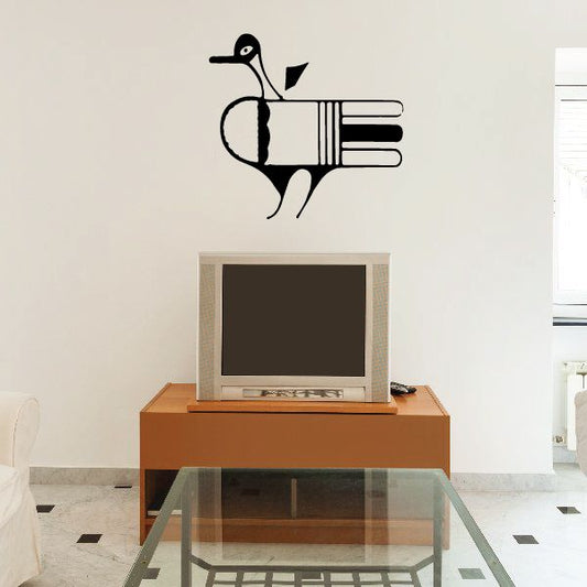 Black duck wall decal vinyl sticker with open beak and detailed stripes