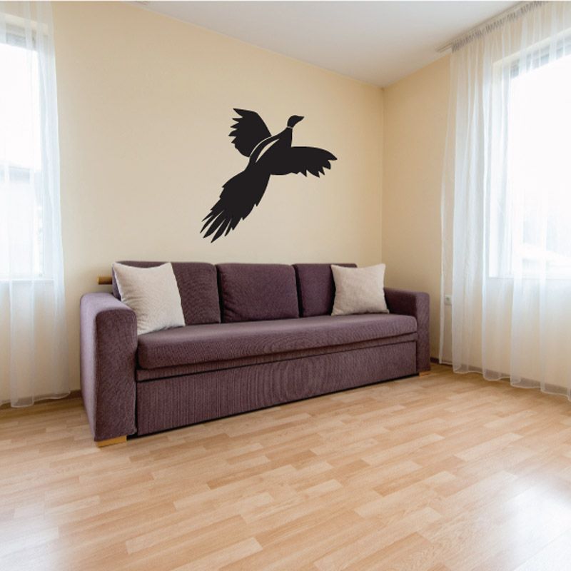 Duck wall decal with black flying duck silhouette