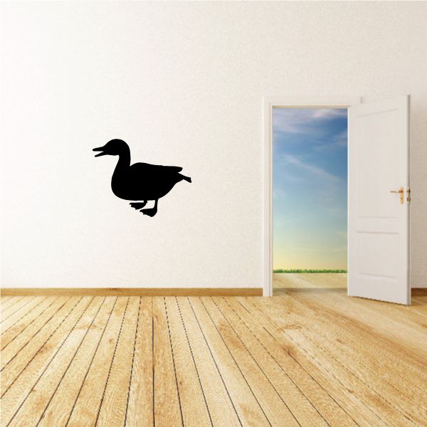 Black duck wall vinyl decal with wings spread, single silhouette