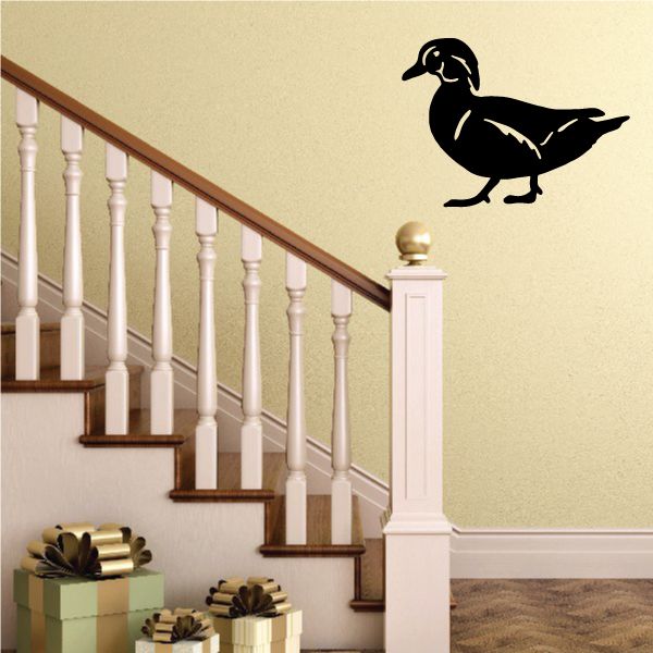 Black duck vinyl wall decal with standing bird silhouette