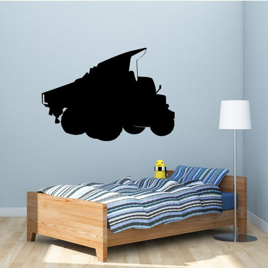 Black dump truck dumping silhouette wall decal