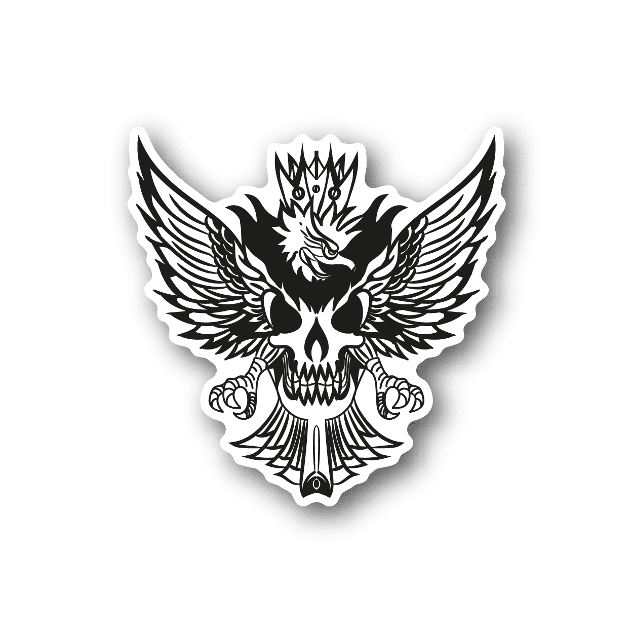 Vinyl eagle skull sticker with white wings and skull graphic