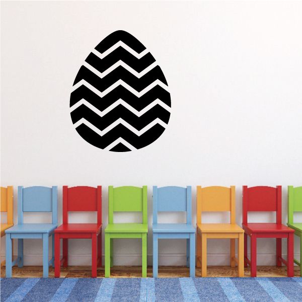 Black geometric wave Easter egg decal with zigzag stripes