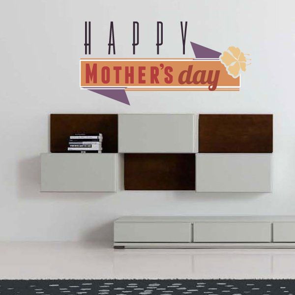 Happy Mother’s Day ribbon decal with purple and beige accents