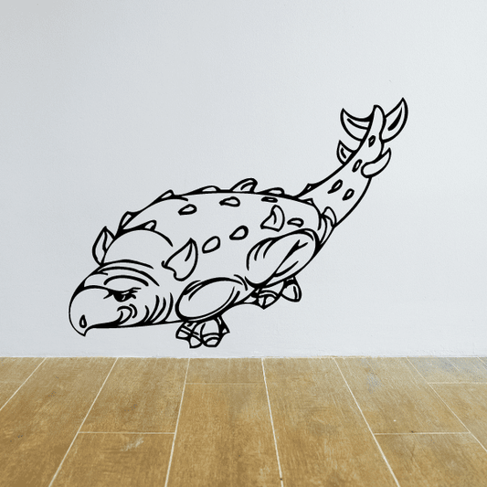 Edmontonia dinosaur wall decal, black outline with white fill and spots