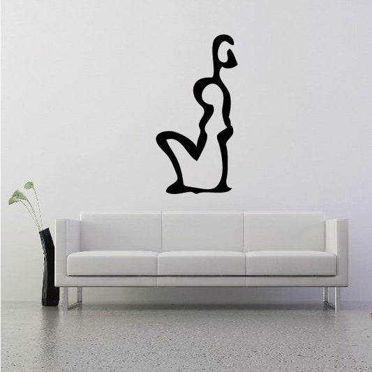 Black Egyptian woman wall decal with hieroglyph-style figure outline