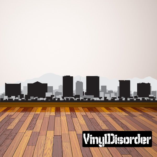 El Paso Texas skyline decal, black city silhouette with small lights