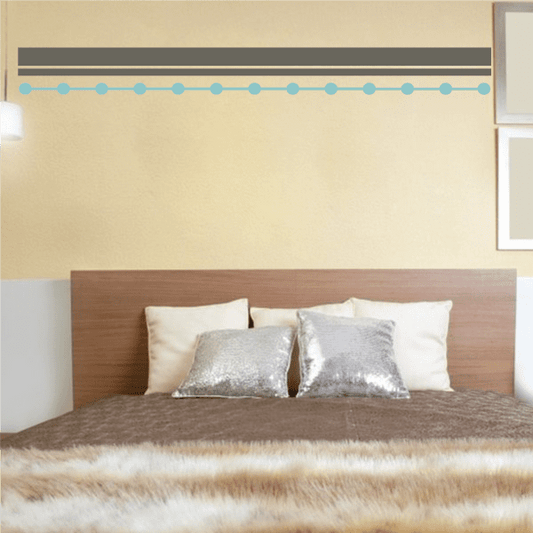 Embellishment border sticker with turquoise dot-and-line trim.