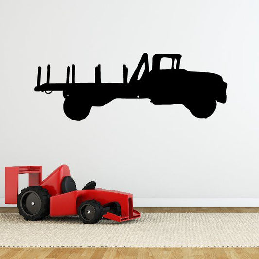 Black flatbed truck decal silhouette with white line details