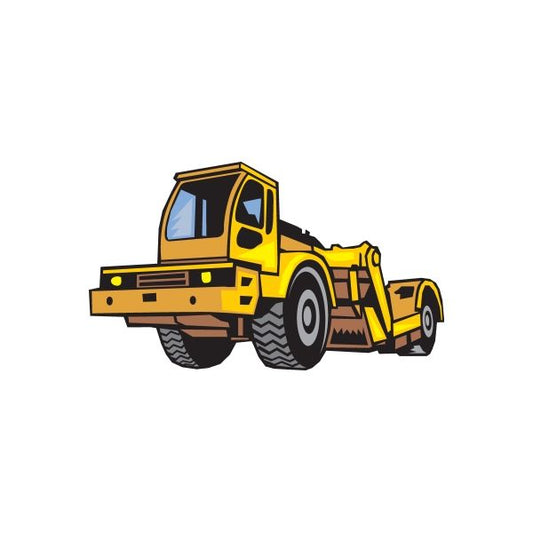 Yellow construction transport loader sticker decal with black details