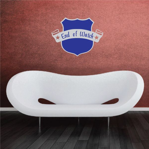 End of Watch wall decal vinyl sticker with blue shield and banner text