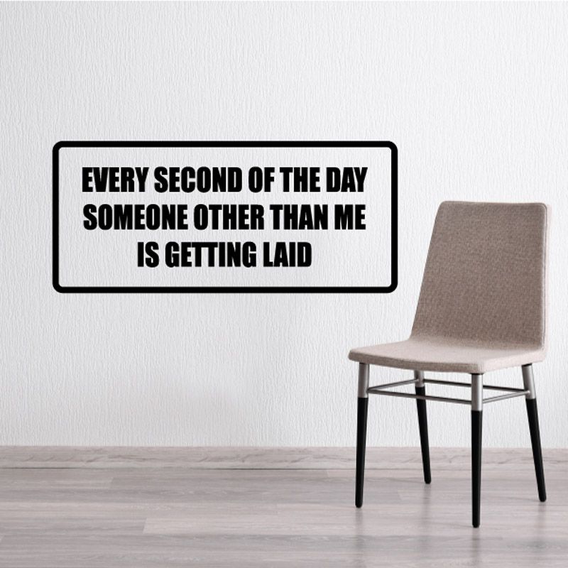 Rectangular wall decal with bold black quote text and thick outline border
