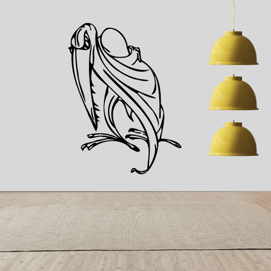 Black and white pterasaur decal with menacing open-wing design