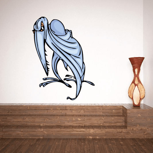 Dinosaur sticker, blue and white roaring pterasaur
