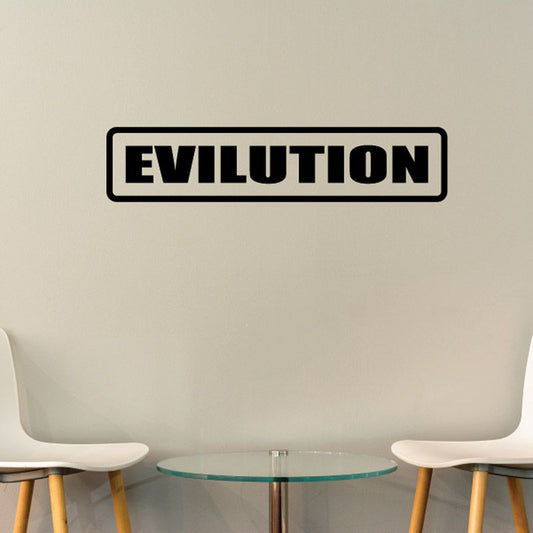Black and white EVILUTION text decal with rounded rectangular border