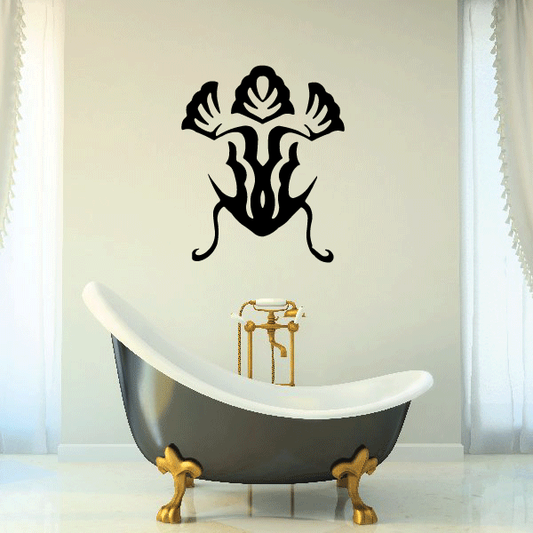 Black frog wall decal with ornate floral-style design