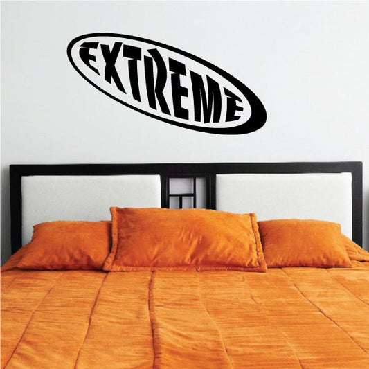 Oval car decal with bold black EXTREME logo on a white background