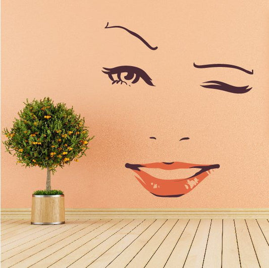 Image of Face Expression Female Wall Decal - Vinyl Decal - Car Decal - Idcolor003