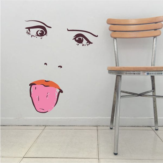 Image of Face Expression Female Wall Decal - Vinyl Decal - Car Decal - Idcolor008