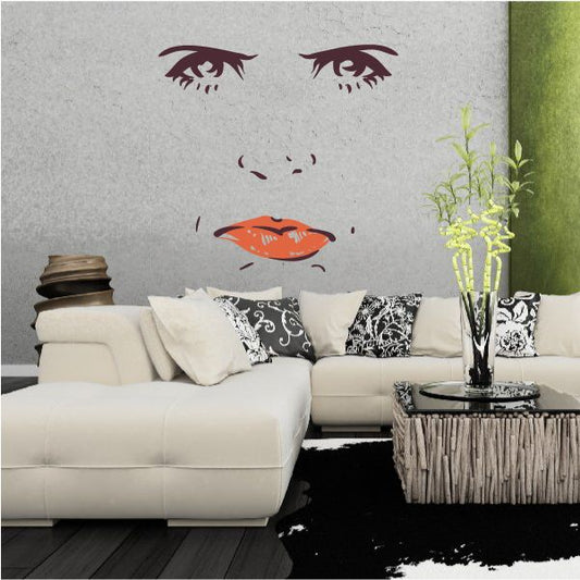 Image of Face Expression Female Wall Decal - Vinyl Decal - Car Decal - Idcolor015