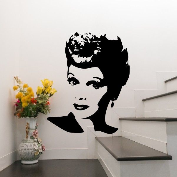 Vinyl decal sticker with black portrait of a woman face and bow