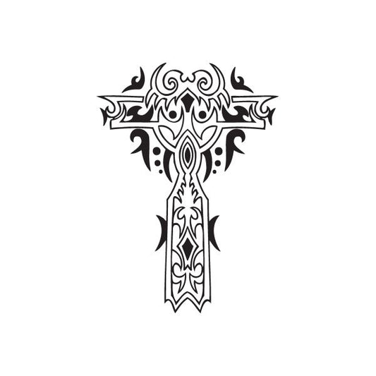 Image of Fancy Cross with Tribal Embellishments Decal