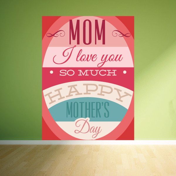 Mothers Day typography sticker with MOM, I love you, SO MUCH, and HAPPY MOTHER'S DAY text