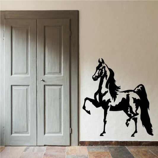 Stallion trot decal featuring a black horse in mid-trot