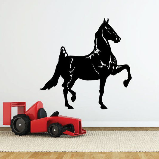 Strutting horse decal with black silhouette