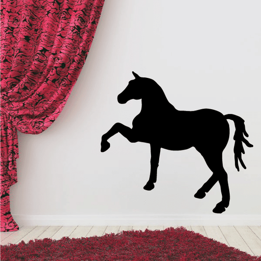 Trotting horse silhouette decal, black