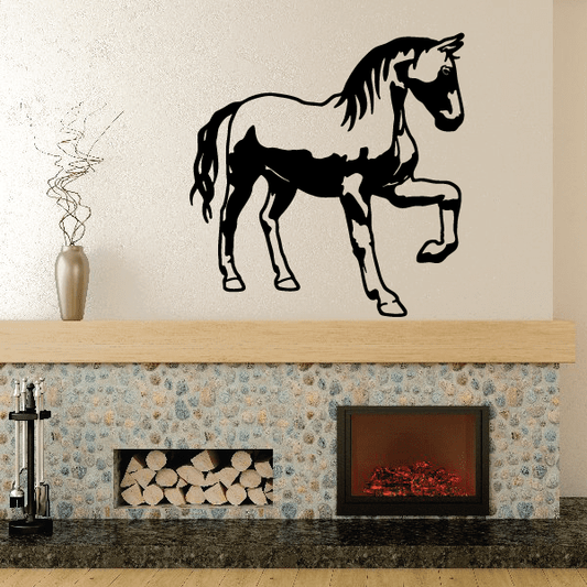 Walking horse wall decal with black silhouette