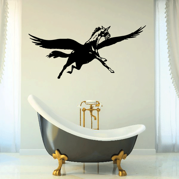 Black flying unicorn with wings vinyl wall decal