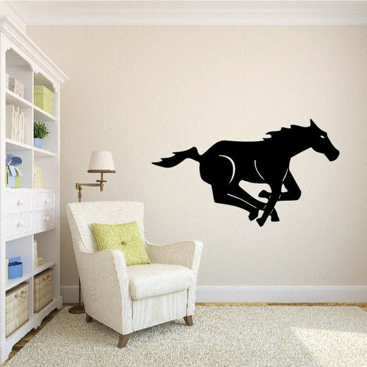 Black galloping horse wall decal