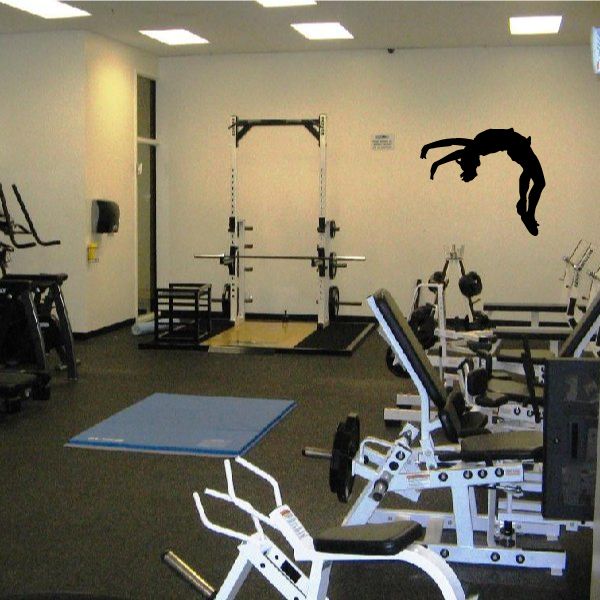 Black female backflip silhouette decal with arched legs and raised arms