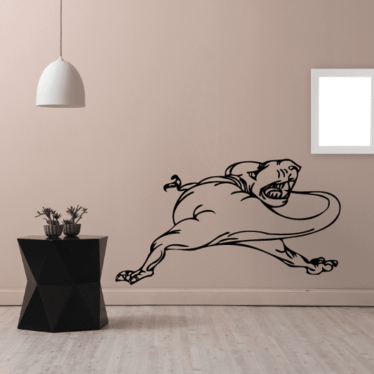 Roaring fierce dinosaur decal in black line art