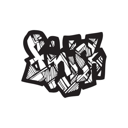 Graffiti decal sticker with black and white geometric shapes