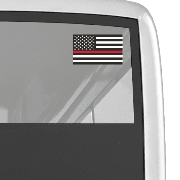 Gloss vinyl fire flag sticker with small U.S. flag design