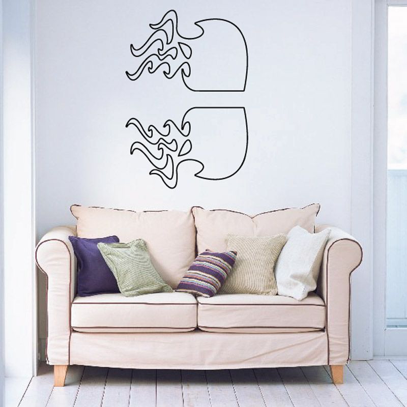 Image of Fireball Two Twin 2 Ghost Flames Car Decal - Vinyl Decal - Wall Decal - CF404
