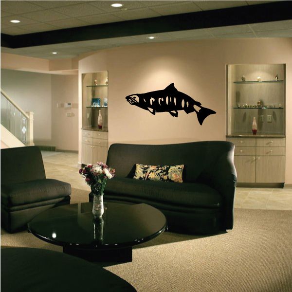 Fish wall decal with black fish silhouette vinyl sticker