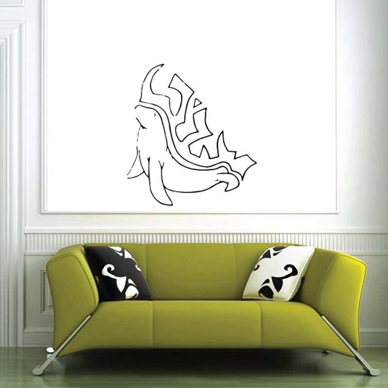 Fish wall decal, black vinyl outline on wall
