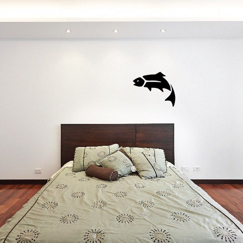 Fish wall vinyl decal with black fish silhouette